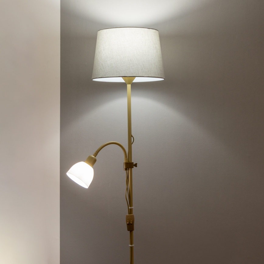 Brilagi - Lampadaire CERIA 2 en 1 1xE27/100W/230V + 1xE14/25W doré/gris