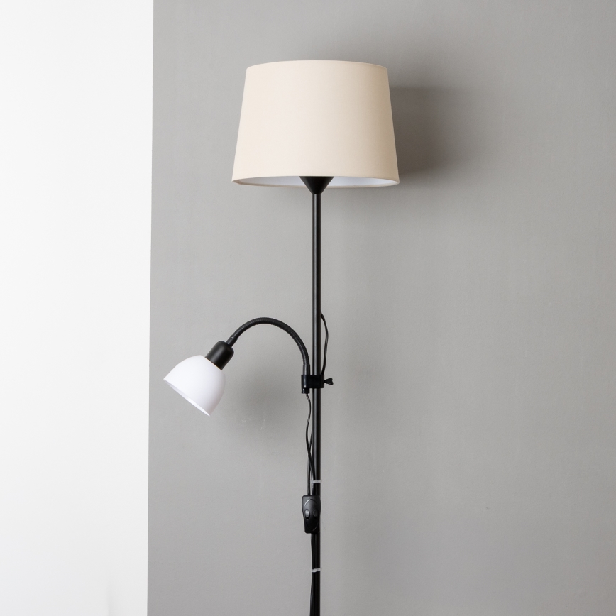 Brilagi - Lampadaire CERIA 2-en-1 1xE27/100W/230V + 1xE14/25W noir/beige