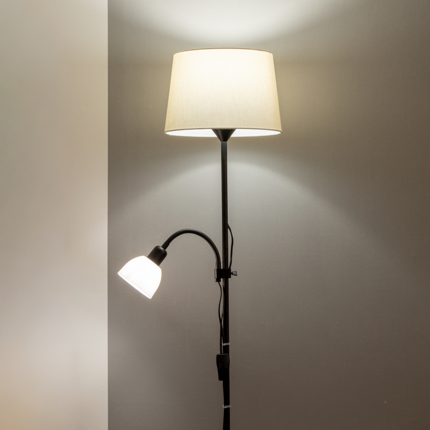 Brilagi - Lampadaire CERIA 2-en-1 1xE27/100W/230V + 1xE14/25W noir/beige