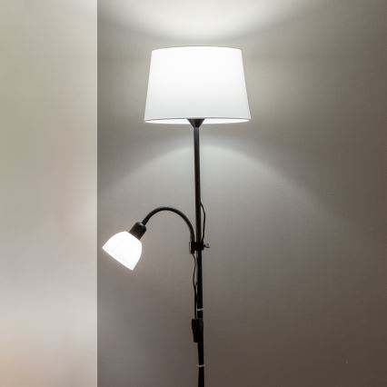 Brilagi - Lampadaire CERIA 2 en 1 1xE27/100W/230V + 1xE14/25W noir/blanc