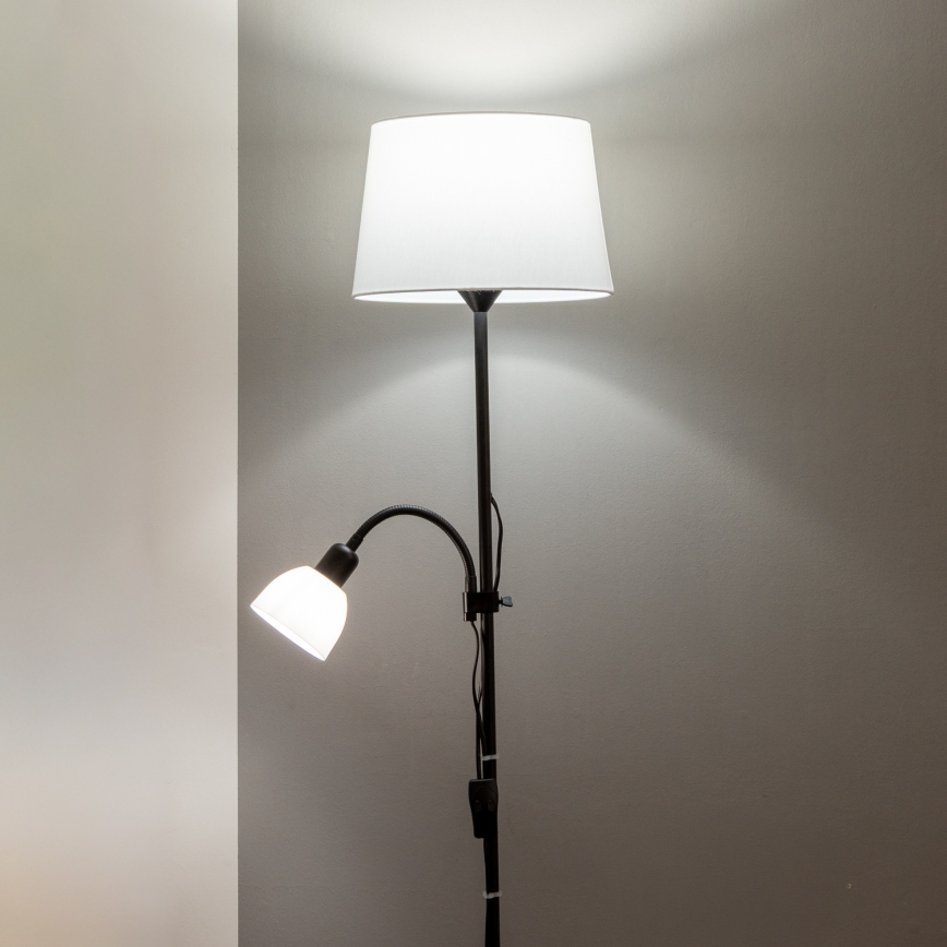 Brilagi - Lampadaire CERIA 2 en 1 1xE27/100W/230V + 1xE14/25W noir/blanc