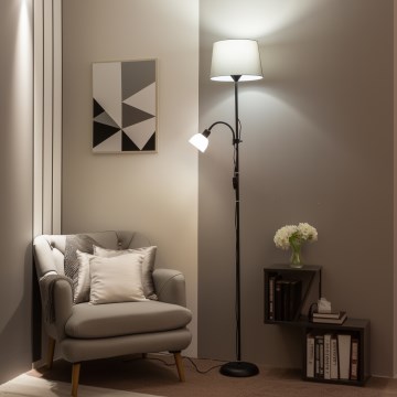 Brilagi - Lampadaire CERIA 2 en 1 1xE27/100W/230V + 1xE14/25W noir/gris