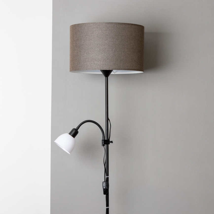 Brilagi - Lampadaire CERIA 2 en 1 1xE27/100W/230V + 1xE14/25W noir/marron