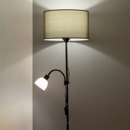 Brilagi - Lampadaire CERIA 2 en 1 1xE27/100W/230V + 1xE14/25W noir/marron