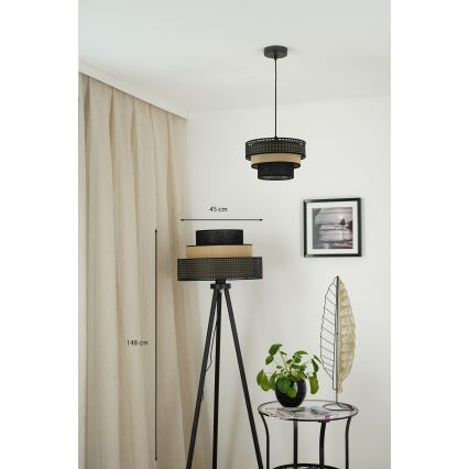Brilagi - Lampadaire DAKOTA LUNETA 1xE27/15W/230V noir/rotin