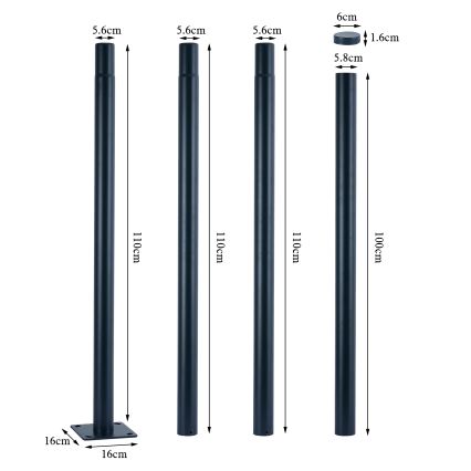 Brilagi - Lampadaire LED sur mât de 4 m URBANSPARK LED/120W/230V anthracite IP65