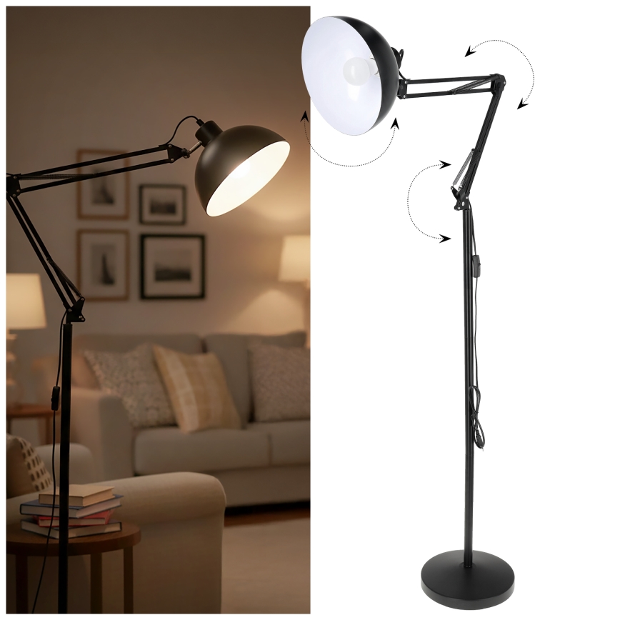 Brilagi - Lampadaire flexible TASKER 1xE27/60W/230V 157 cm noir
