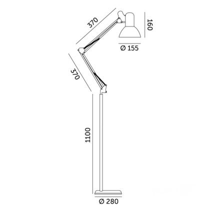 Brilagi - Lampadaire flexible TASKER 1xE27/60W/230V 184 cm blanc