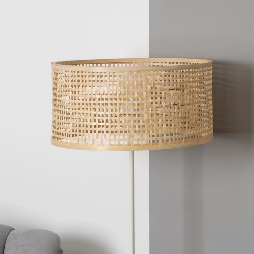 Brilagi - Lampadaire LED CERIA, 1 x E27 (40 W), 230 V, Ø 25 cm, bambou/blanc