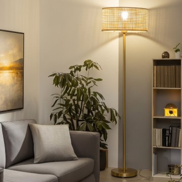 Brilagi - Lampadaire LED CERIA 1xE27/20W/230V Ø 25 cm bambou/doré