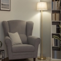 Brilagi - Lampadaire LED CERIA 1xE27/20W/230V Ø 30 cm gris/doré