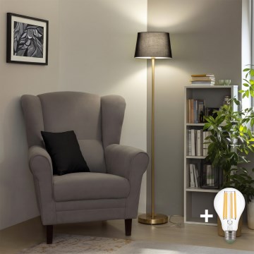 Brilagi - Lampadaire LED CERIA 1xE27/20W/230V Ø 30 cm noir/doré