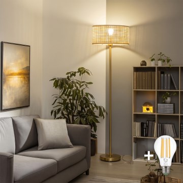 Brilagi - Lampadaire LED CERIA 1xE27/20W/230V Ø 40 cm bambou/doré