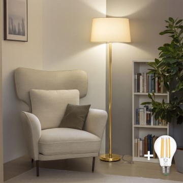 Brilagi - Lampadaire LED CERIA 1xE27/20W/230V Ø 45 cm beige/doré