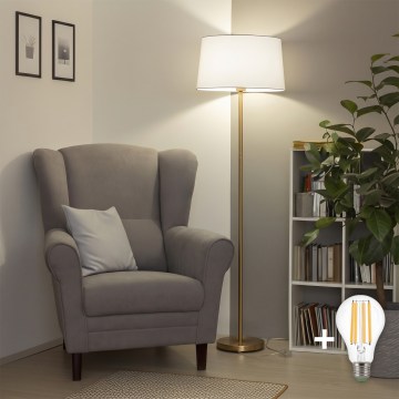 Brilagi - Lampadaire LED CERIA 1xE27/20W/230V Ø 45 cm blanc/doré
