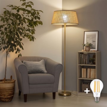 Brilagi - Lampadaire LED CERIA 1xE27/20W/230V Ø 50 cm beige/doré