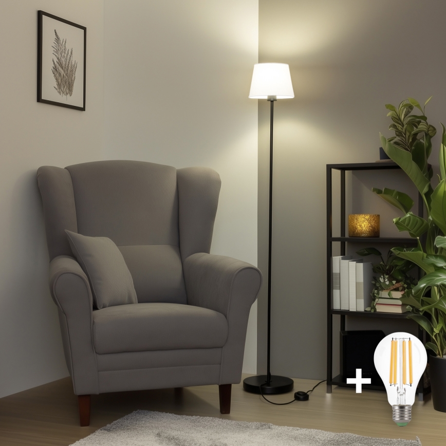 Brilagi - Lampadaire LED CERIA 1xE27/40W/230V Ø 20,5 cm blanc/noir