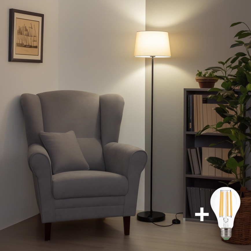 Brilagi - Lampadaire LED CERIA 1xE27/40W/230V Ø 30 cm beige/noir