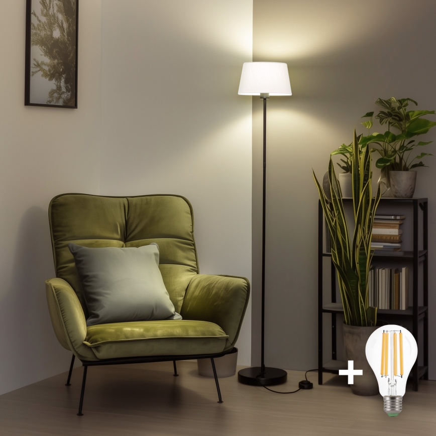 Brilagi - lampadaire LED CERIA 1xE27/40W/230V Ø 30 cm blanc/noir