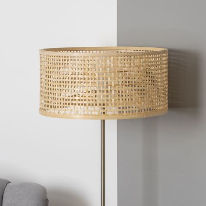 Brilagi - Lampadaire LED CERIA 1xE27/40W/230V Ø 40 cm bambou/chrome mat