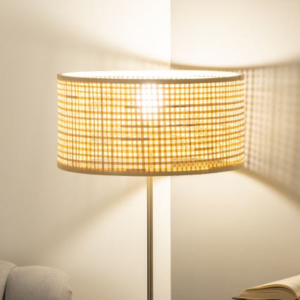 Brilagi - Lampadaire LED CERIA 1xE27/40W/230V Ø 40 cm bambou/chrome mat