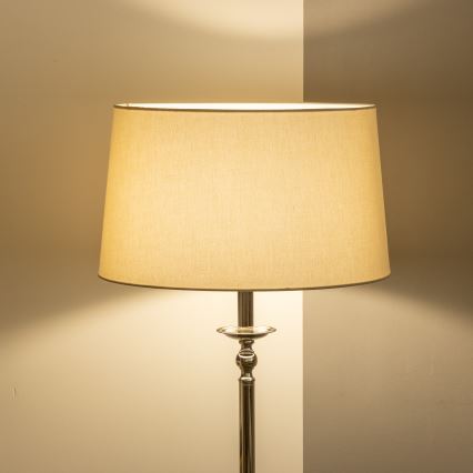 Brilagi - Lampadaire LED CERIA 1xE27/60W/230V Ø 45 cm chromé brillant/beige
