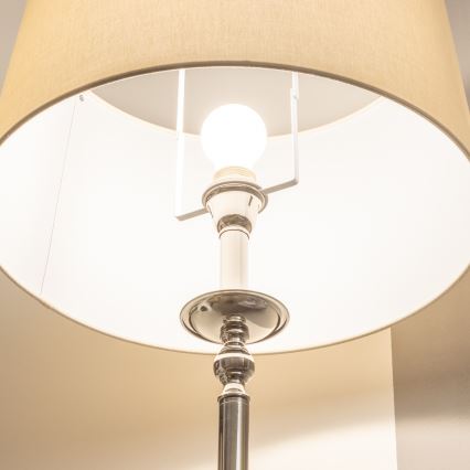 Brilagi - Lampadaire LED CERIA 1xE27/60W/230V Ø 45 cm chromé brillant/beige