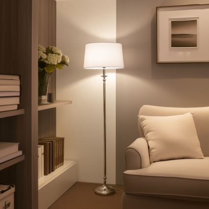Brilagi - Lampadaire LED CERIA 1xE27/60W/230V Ø 45 cm chrome brillant/blanc
