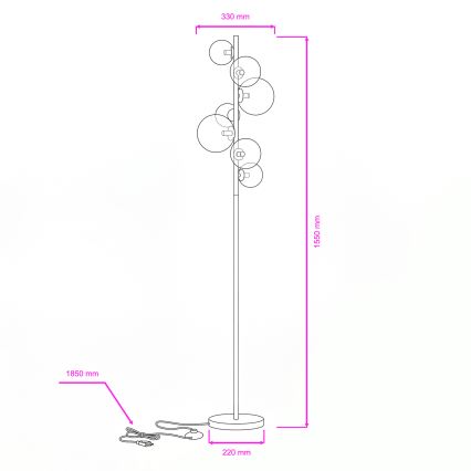 Brilagi - Lampadaire LED MILLA 7xG9/3W/230V, finition chrome noir/doré