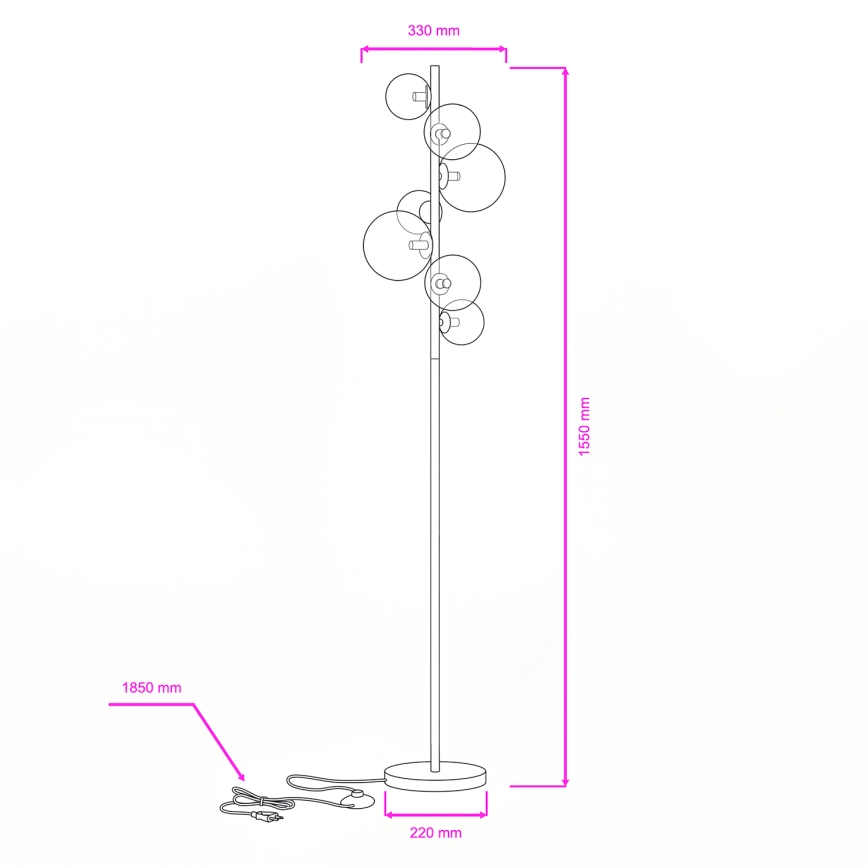 Brilagi - Lampadaire LED MILLA 7xG9/3W/230V, finition chrome noir/doré