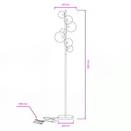 Brilagi - Lampadaire LED MILLA 7xG9/3W/230V noir chromé/blanc