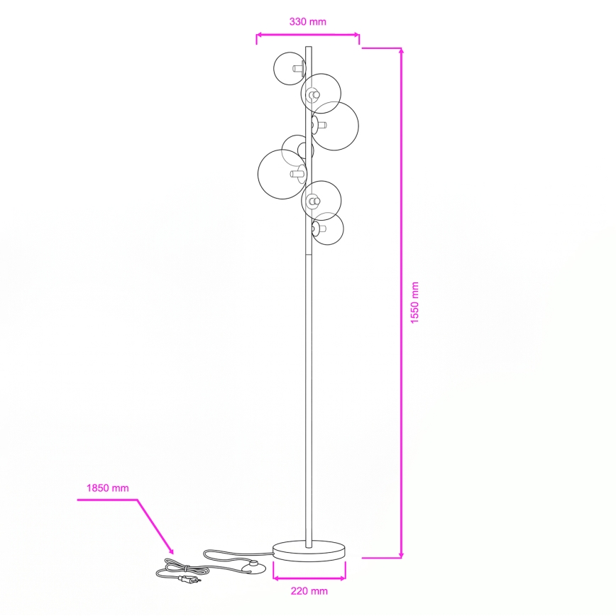 Brilagi - Lampadaire LED MILLA 7xG9/3W/230V noir chromé/blanc