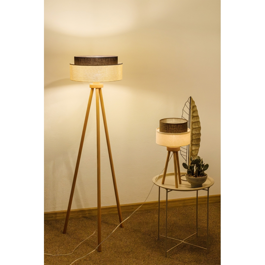 Brilagi - Lampadaire LED Style Boho 1xE27/15W/230V crème/marron
