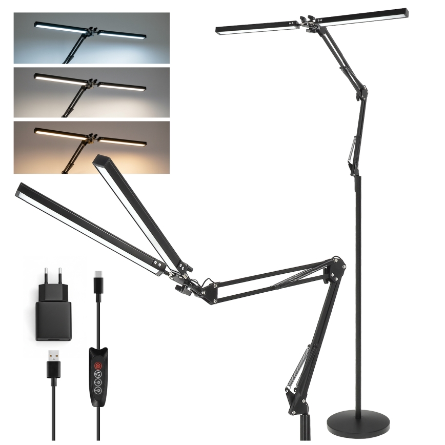 Brilagi - Lampadaire sur pied flexible VARIO LED, dimmable, 14W/230V, 3000-6000K, 157 cm, noir