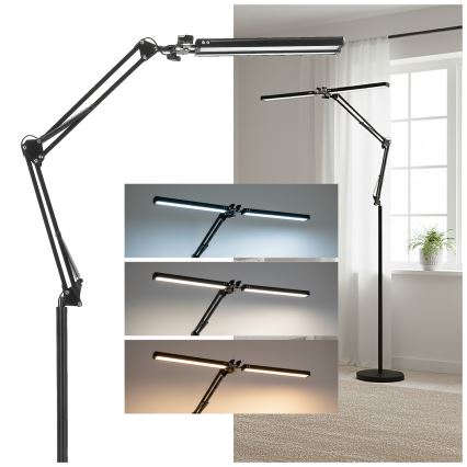 Brilagi - Lampadaire sur pied flexible VARIO LED, dimmable, 14W/230V, 3000-6000K, 157 cm, noir