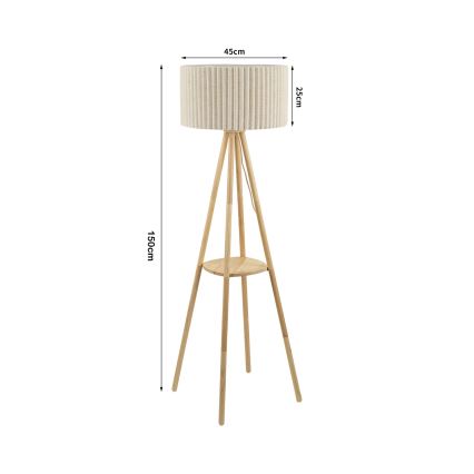 Brilagi - Lampadaire NORDIC WAVE 1xE27/15W/230V hévéa/lin