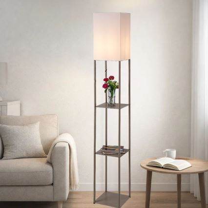 Brilagi - Lampadaire sur pied avec étagères GRADUS 1xE27/40W/230V 150 cm gris/beige
