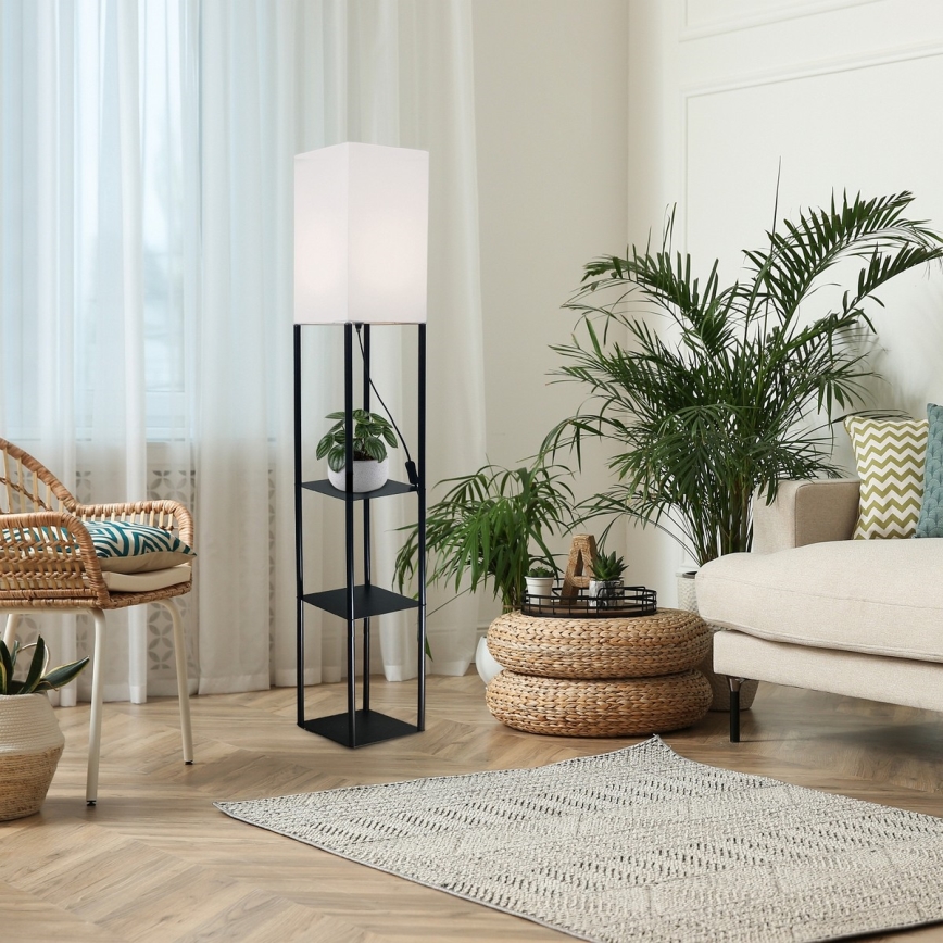 Brilagi - Lampadaire sur pied avec étagères GRADUS 1xE27/40W/230V noir/blanc