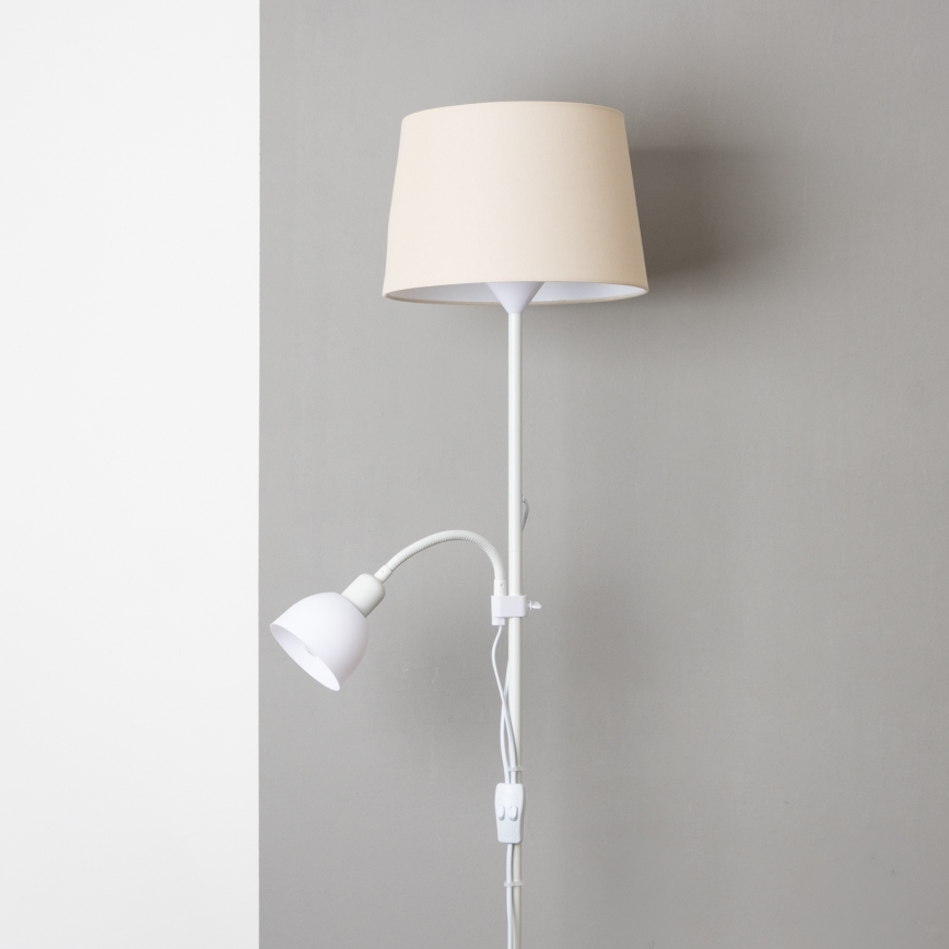 Brilagi - Lampadaire sur pied CERIA 1xE27/100W/230V + 1xE14/25W blanc/beige