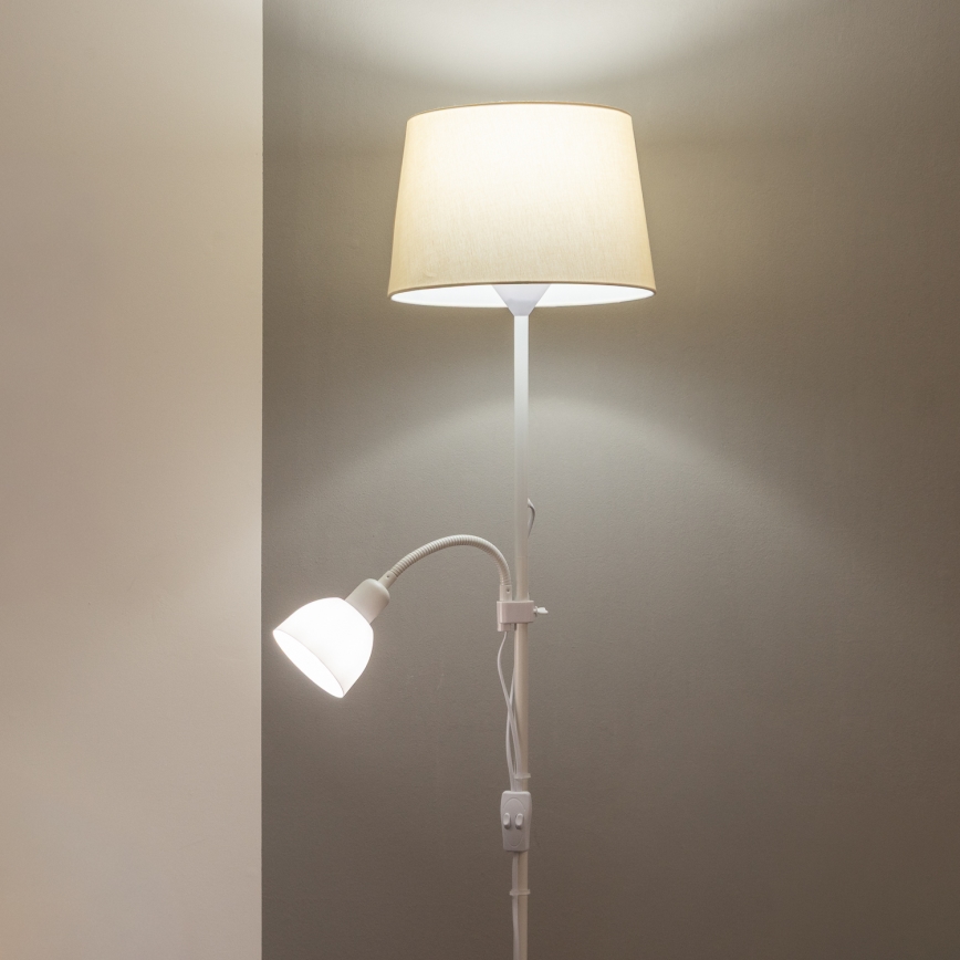 Brilagi - Lampadaire sur pied CERIA 1xE27/100W/230V + 1xE14/25W blanc/beige