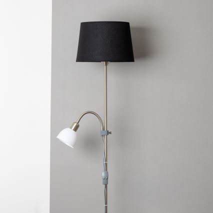 Brilagi - Lampadaire sur pied CERIA 2 en 1 1xE27/100W/230V + 1xE14/25W chrome mat/noir