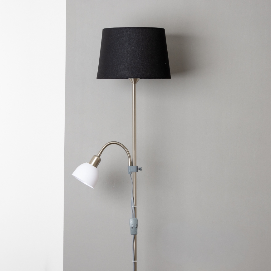 Brilagi - Lampadaire sur pied CERIA 2 en 1 1xE27/100W/230V + 1xE14/25W chrome mat/noir