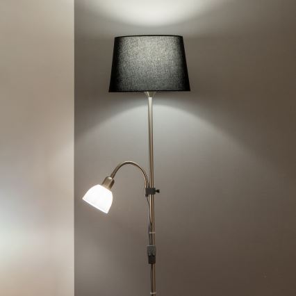 Brilagi - Lampadaire sur pied CERIA 2 en 1 1xE27/100W/230V + 1xE14/25W chrome mat/noir
