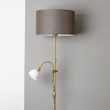 Brilagi - Lampadaire sur pied CERIA 2 en 1 1xE27/100W/230V + 1xE14/25W doré/marron