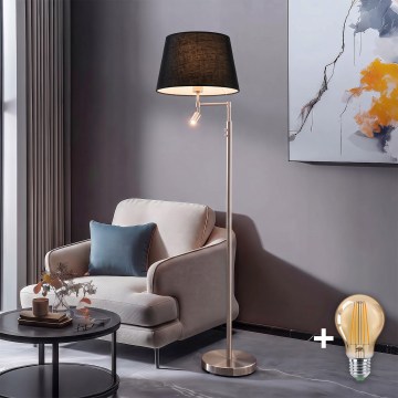 BRILAGI - lampadaire sur pied LED CERIA 1xE27/60W/230V + LED/2,1W Ø 45 cm chrome mat/noir