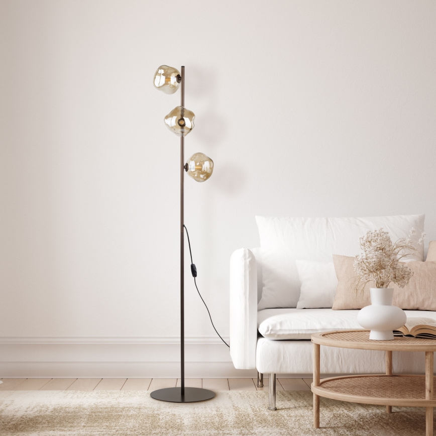 Brilagi - Lampadaire sur pied VULCANO 3xG9/8W/230V marron/beige fumé