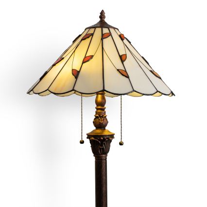 Brilagi - Lampadaire Tiffany en vitrail FOLIA 2xE27/60W/230V