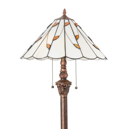 Brilagi - Lampadaire Tiffany en vitrail FOLIA 2xE27/60W/230V