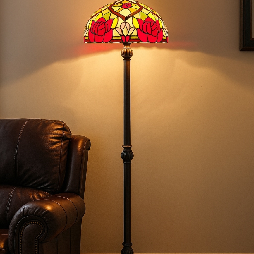 Brilagi - lampadaire Tiffany en vitrail GARLAN 2xE27/60W/230V