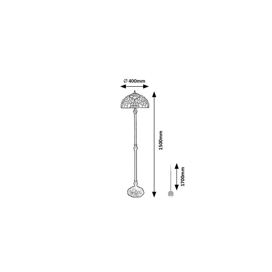 Brilagi - lampadaire Tiffany en vitrail GARLAN 2xE27/60W/230V